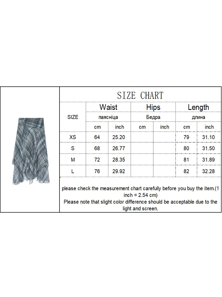 Jupes à carreaux Vintage pour femmes, mode rue, taille haute, mi-longue irrégulière, printemps été, vêtements Chic décontractés pour dames, 2026