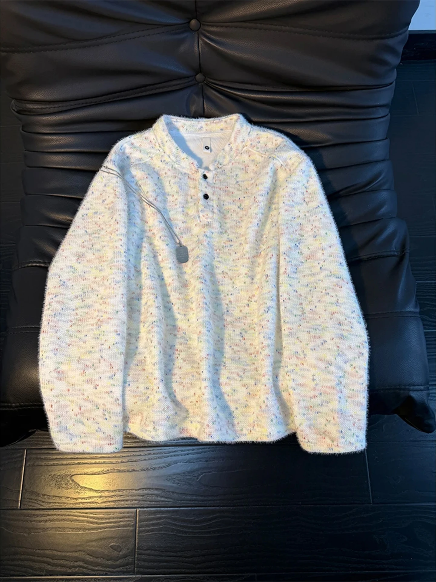 

Men's Knitted Fce Lined Long Sve Hoodie Henry Collar irt Warm Youthful Polyester Fiber Spring Autumn Casual Wear