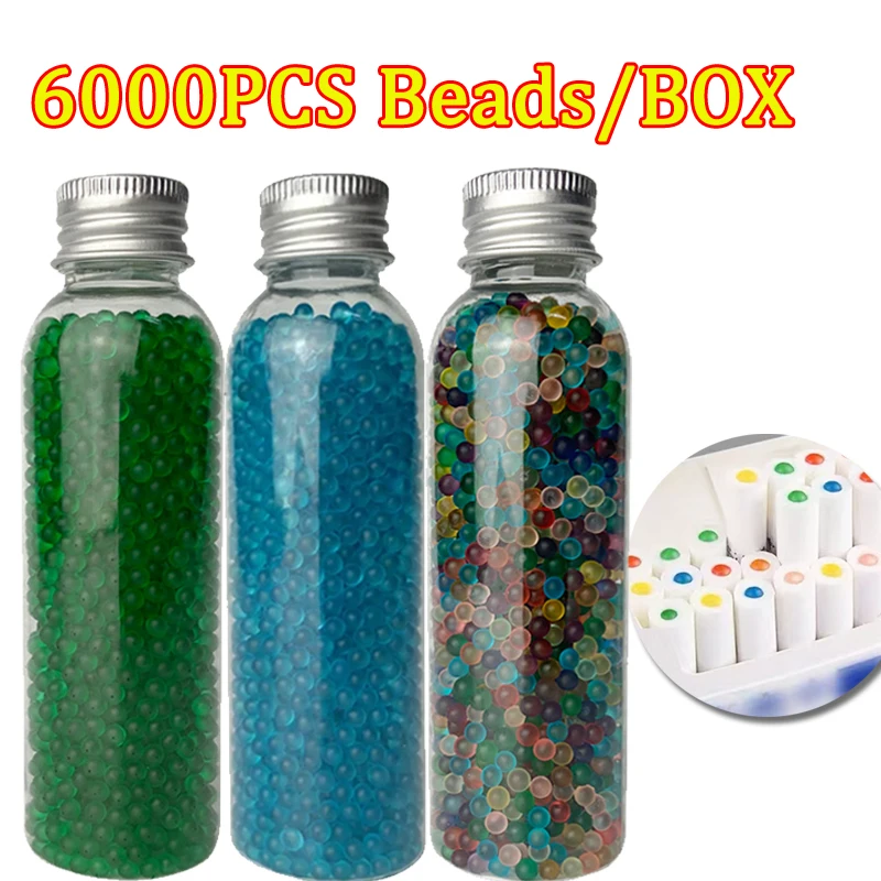 6000Pcs/Box DIY Mixed Fruit Flavours Capsules ball for Smoke Strong mint Cigarette Explosion Beads with Pusher Box Smoking Tools