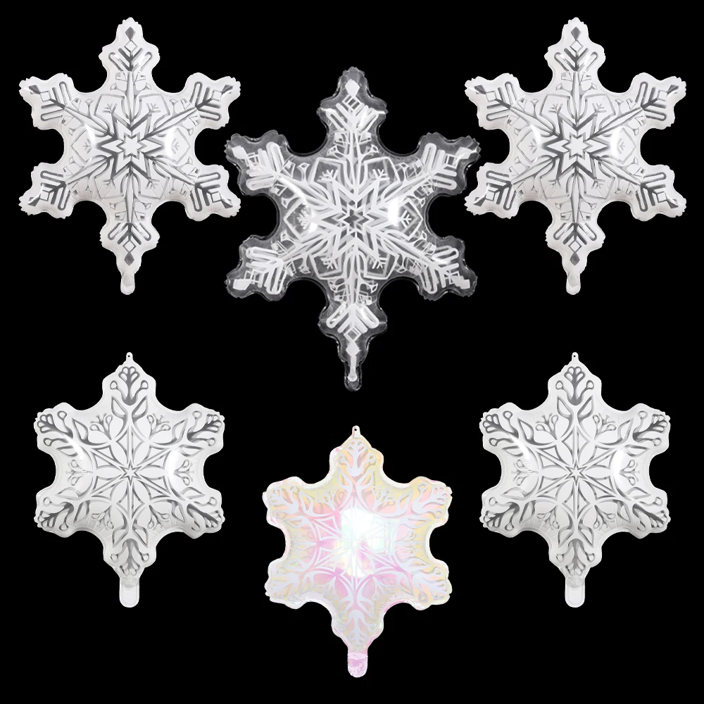 

5/10Pcs 28inch Transparent Snowflake Foil Balloons Clear Winter Flower Ice Snow Themed Birthday Party Christmas Decor Globos