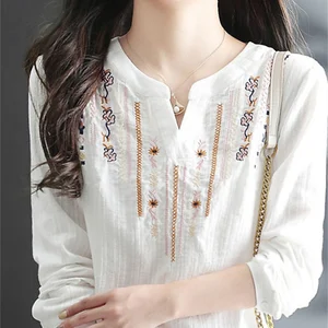 7 Hauptverkaufsbluse Stickerei Weiß - №3