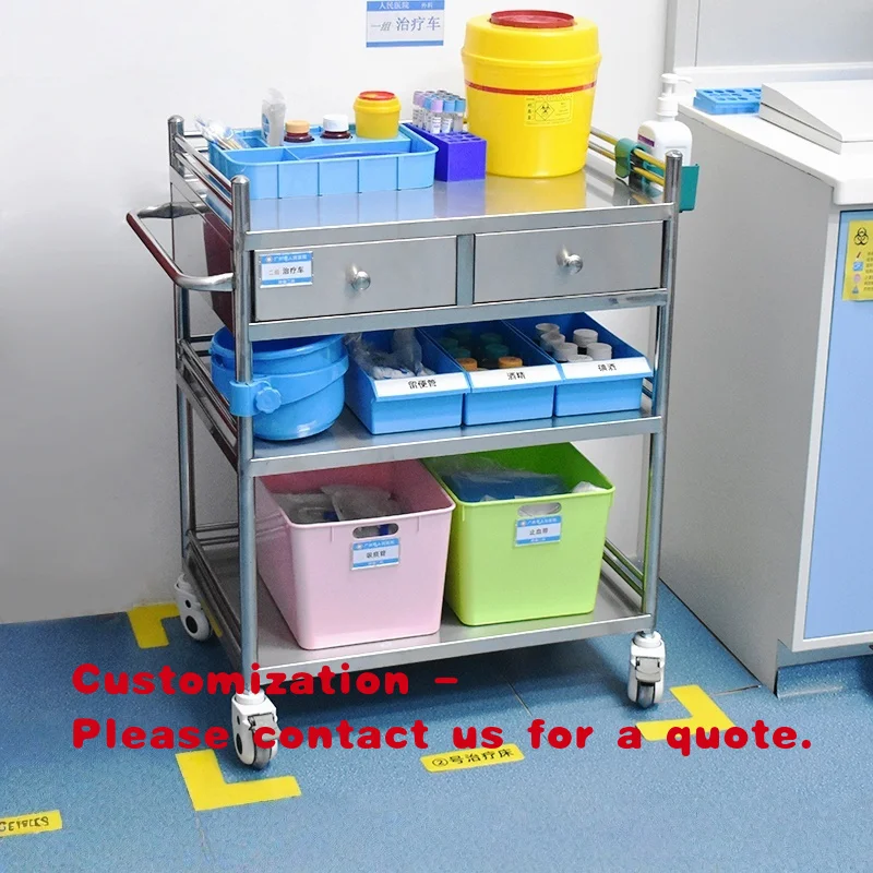 

custom.High Quality Multifuncion Trolley Cart Hospital Lab Stainless Steel Medical Trolley