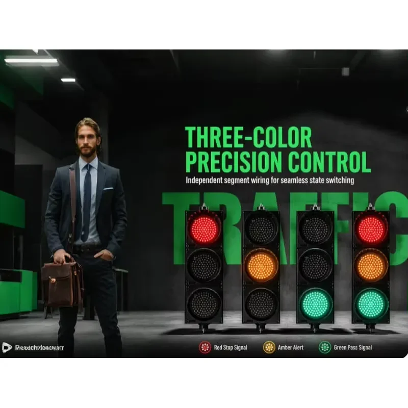 300mm 3-Color Red Yellow Green LED Traffic Light, PC Housing Municipal Standard Traffic Signal Head for Road Intersection