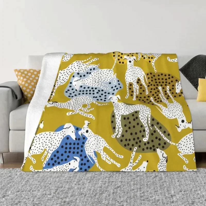 

Greyhound Blanket Flannel Decoration Gift for Animal Dog Lover Portable Warm Throw Blankets for Bed Travel Rug Piece