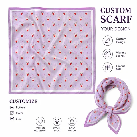 Personalized Luxury Silk Scarf for Women  Stylish Customizable Accessory