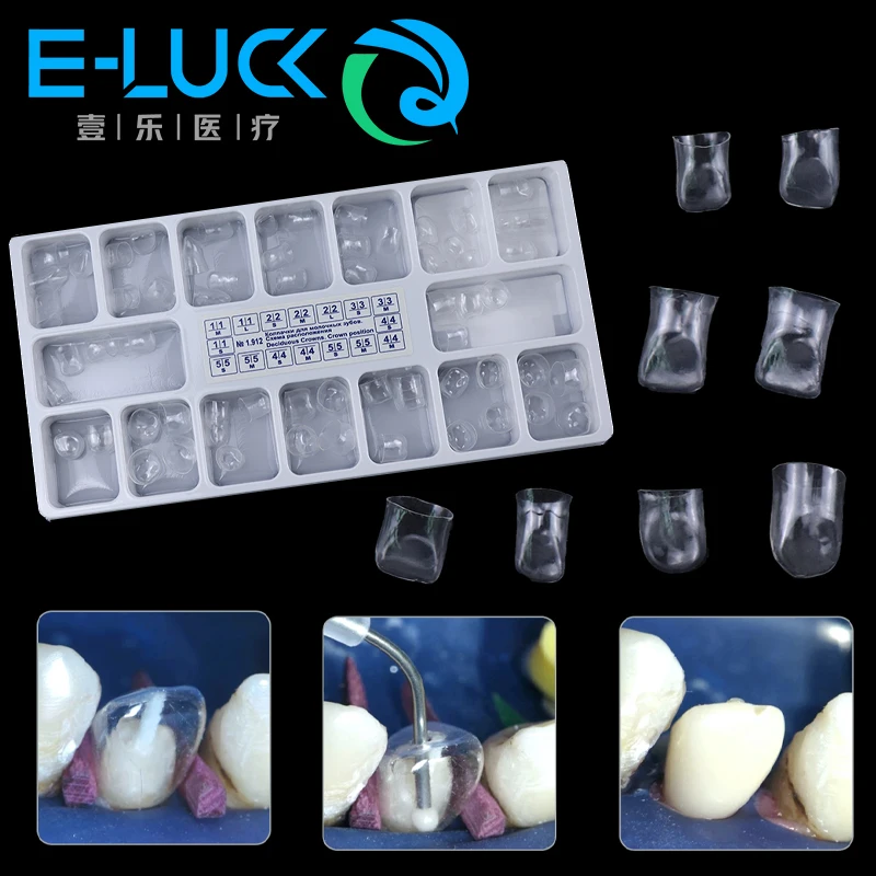 

64 pcs/box Dental Transparent Crown Children Anterior Posterior Complete Temporary Preformed Pre-crown Matrices Matrix 1.912