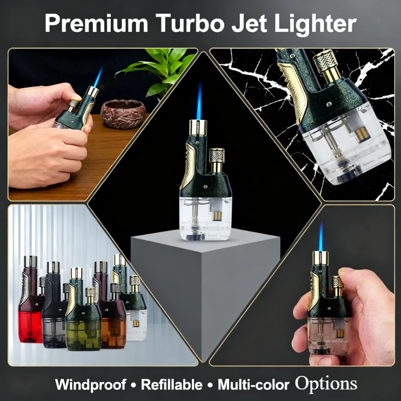 

Torch Lighter - Windproof Butane Gas, Portable Quick-Ignition Tool for Cigarette/Cigar, Outdoor Camping & Kitchen Stove Ignition