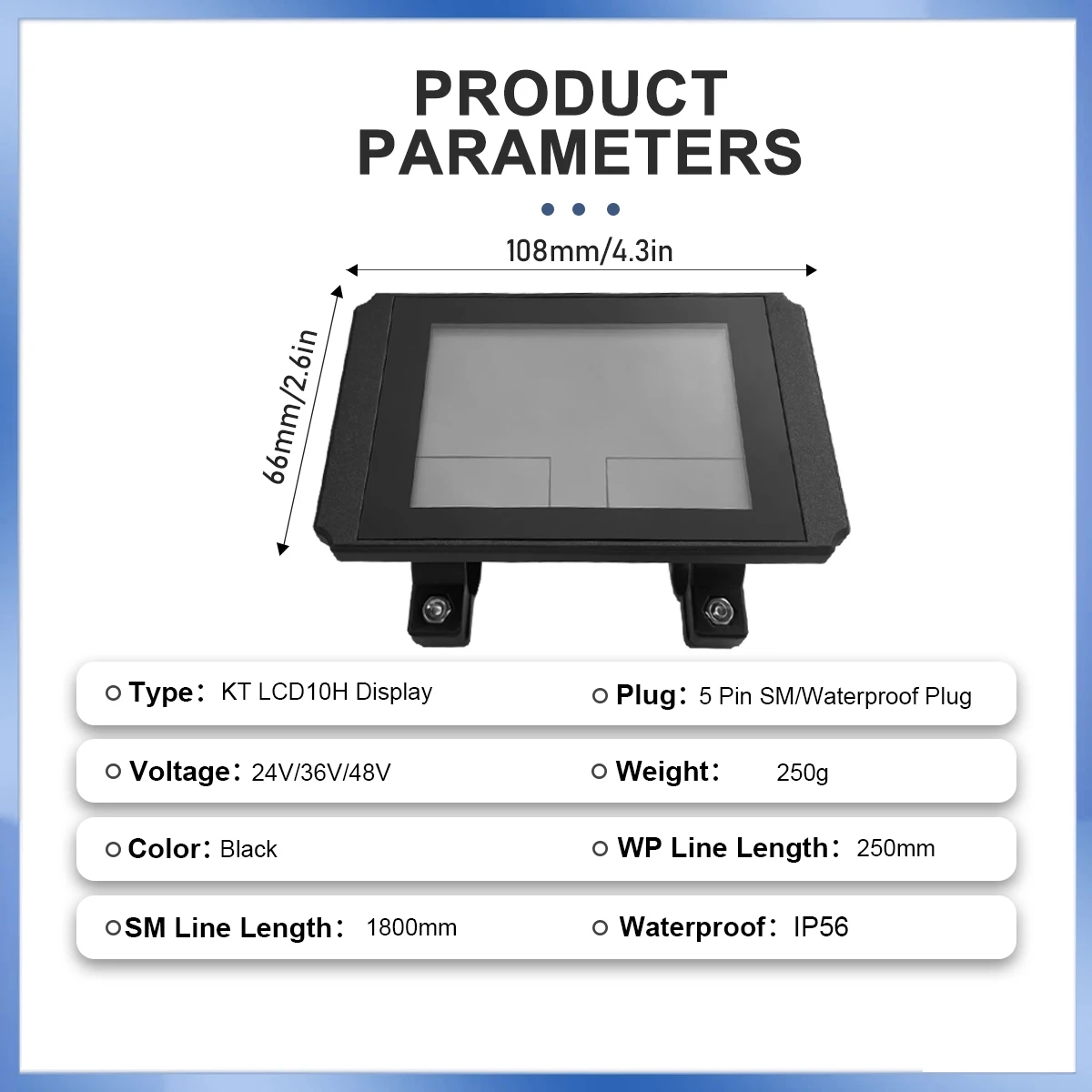 

KT LCD10H Electric Bicycle Large Screen Display for Ebike Conversion Kit 24V/36V/48V Only match controllers with KT protocol