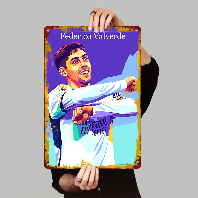 Federico Valverde Real Madrid Football Star Metal Wall Art Decor for Living Room Bedroom Sports Fans Gift