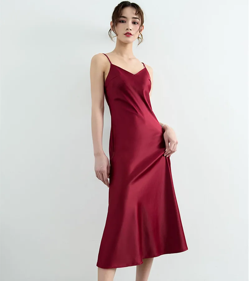 2025 Summer Elegant Women artificial silk wedding party dress spaghetti strap Satin Maxi Long Dresses  Robe Ropa Mujer Vestidos