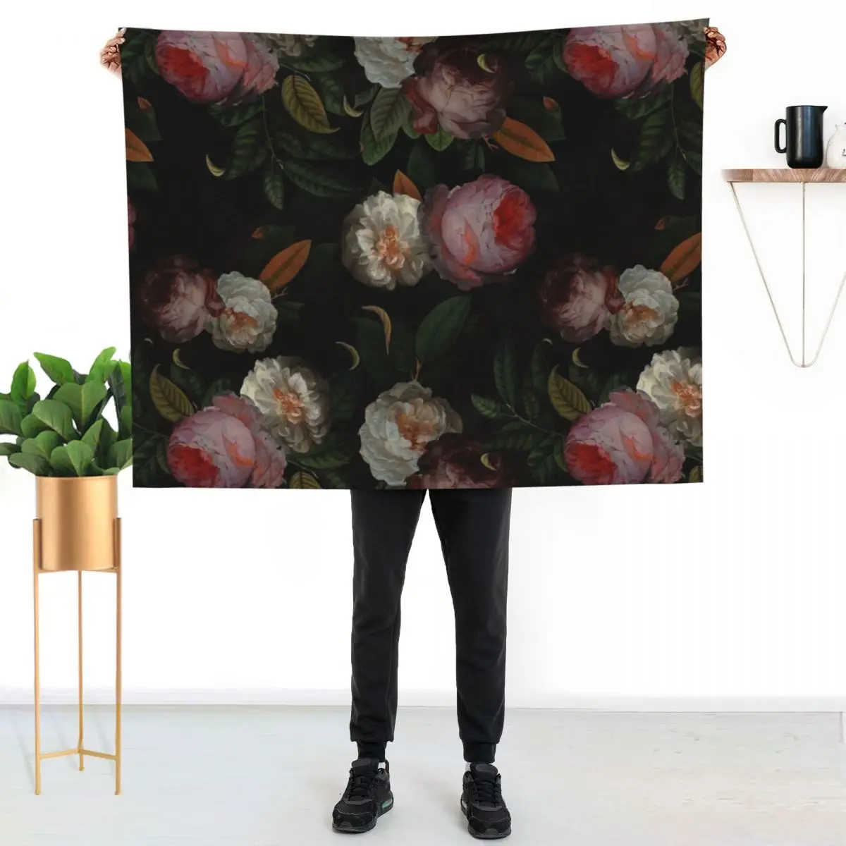 Black Jan Davidsz. de Heem Vintage Roses Flowers Botanical Garden Throw Blanket Sofas Luxury Beautifuls halloween Blankets