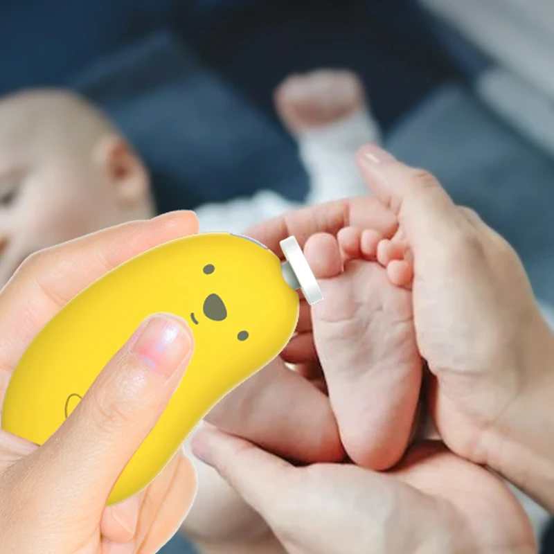 Lindo pequeño oso pulidor de uñas eléctrico bebé seguro pulidor de uñas multifuncional cortaúñas para niños