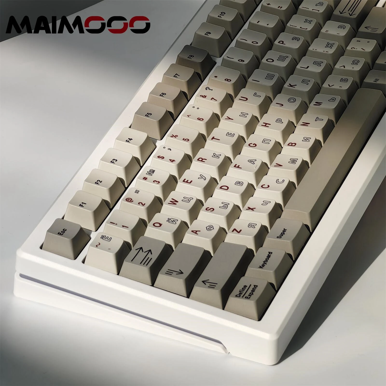 MAIMOOO Retro Russo Keycap Bianco 145 Tasti Cherry PBT Materiale Texture Semplice Keycap Tastiera Meccanica Fai Da Te Copritasti Periferici