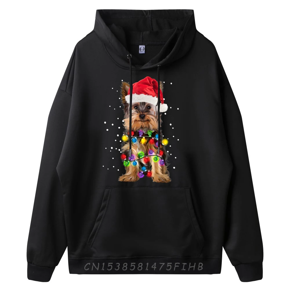 Yorkie Christmas Hoodie Yorkie Dog Tee Xmas White Graphic Tee Men's Sweatshirts Camisa Christmas Sweater