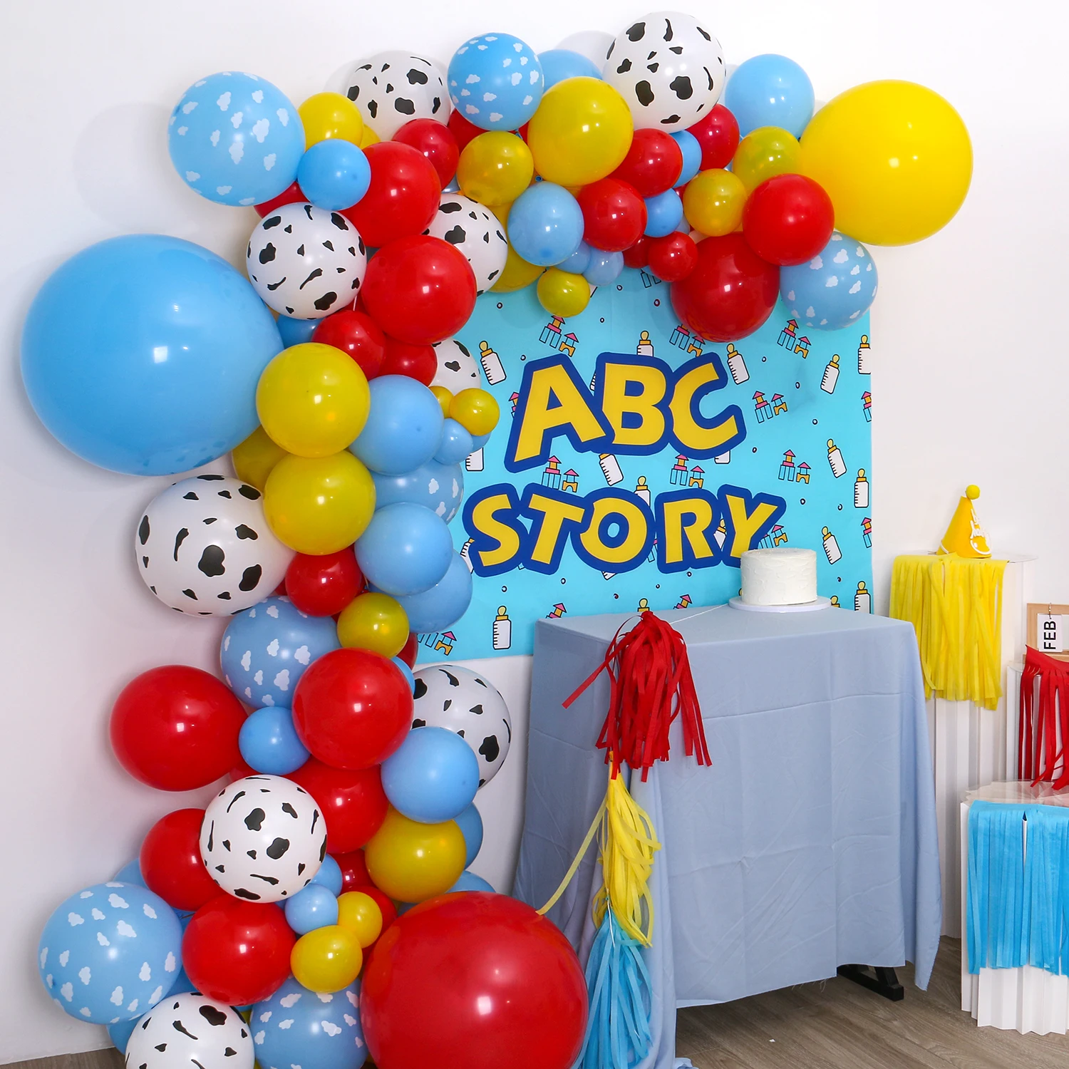 Toy Story Balloon Arch Kit Boys' Birthday Shower Decoration Theme Cloud Cow Balloon, Birthday Party Supplies