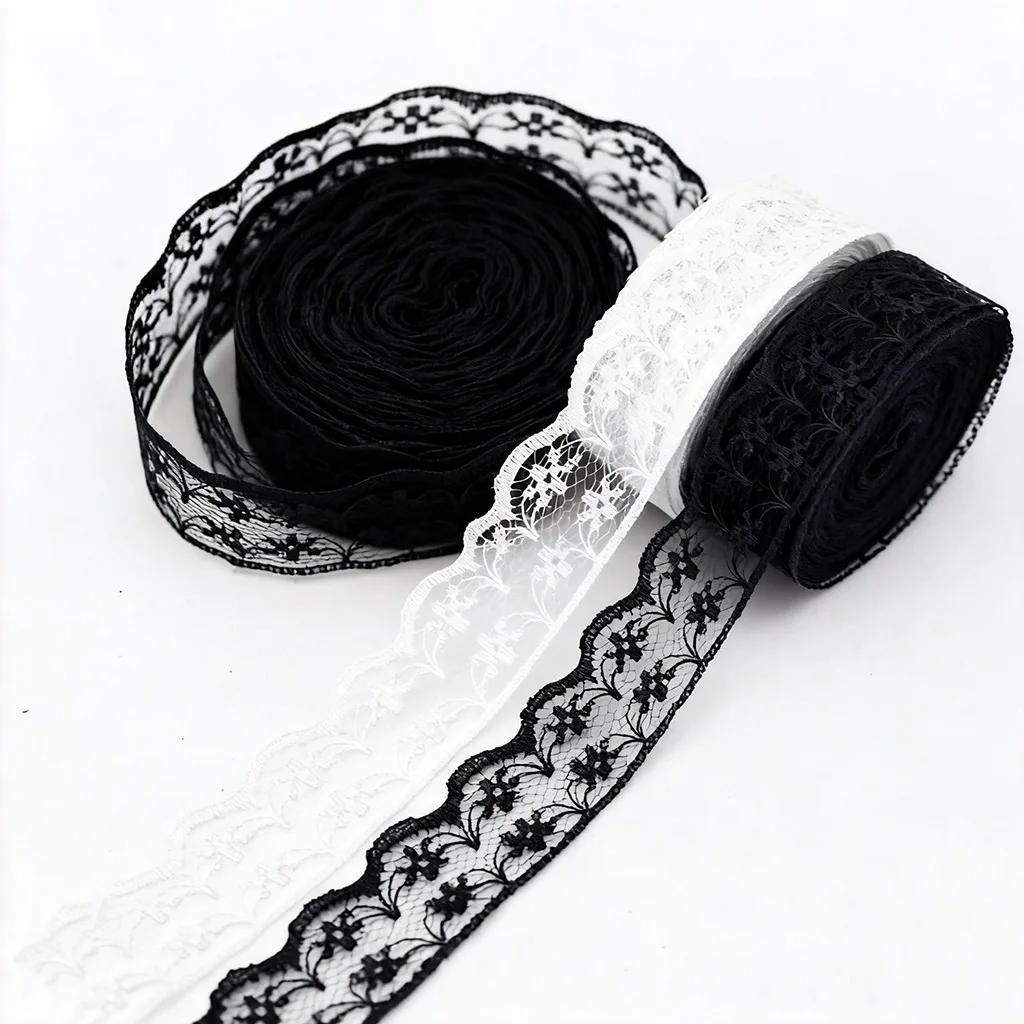(10 yards/roll) 2.25 centimetri di Pizzo Bianco fabWebbing Decorazione Bel regalo di imballaggio Materiale Del Cotone
