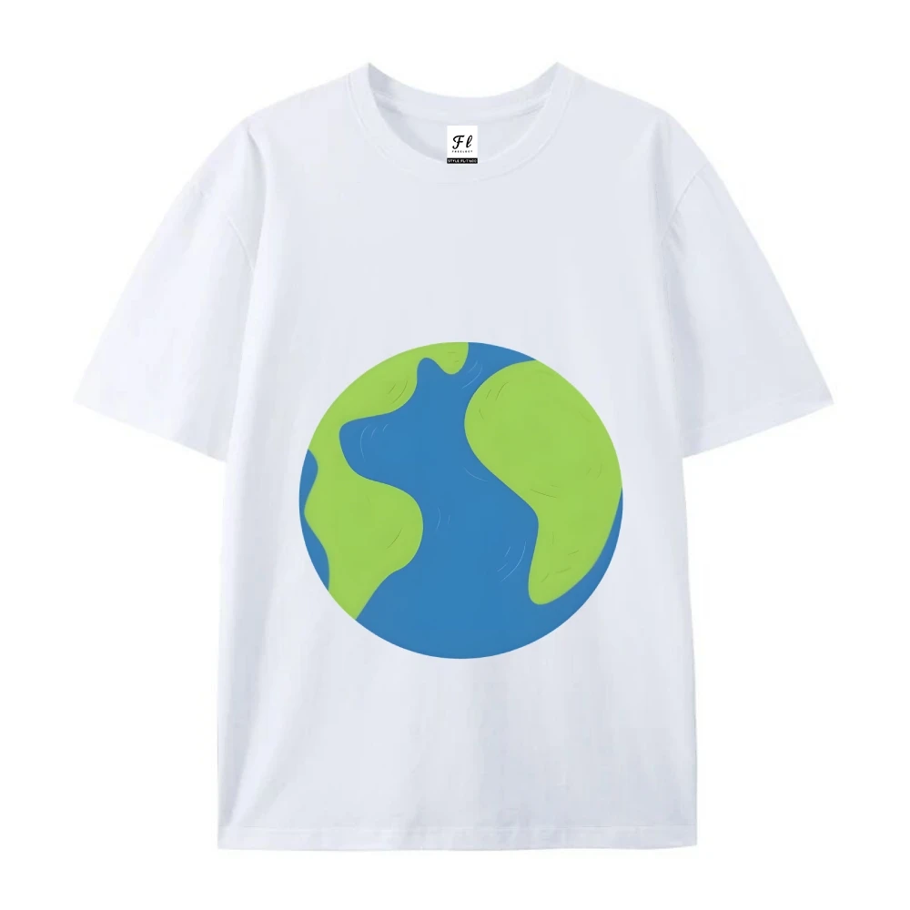 تي شيرت نسائي مطبوع عليه Earth 2025 Y2k - بلوزة صيفية قطنية كبيرة الحجم، تي شيرت برسومات كوكب عالية الجودة، ملابس خروج صديقة للبيئة