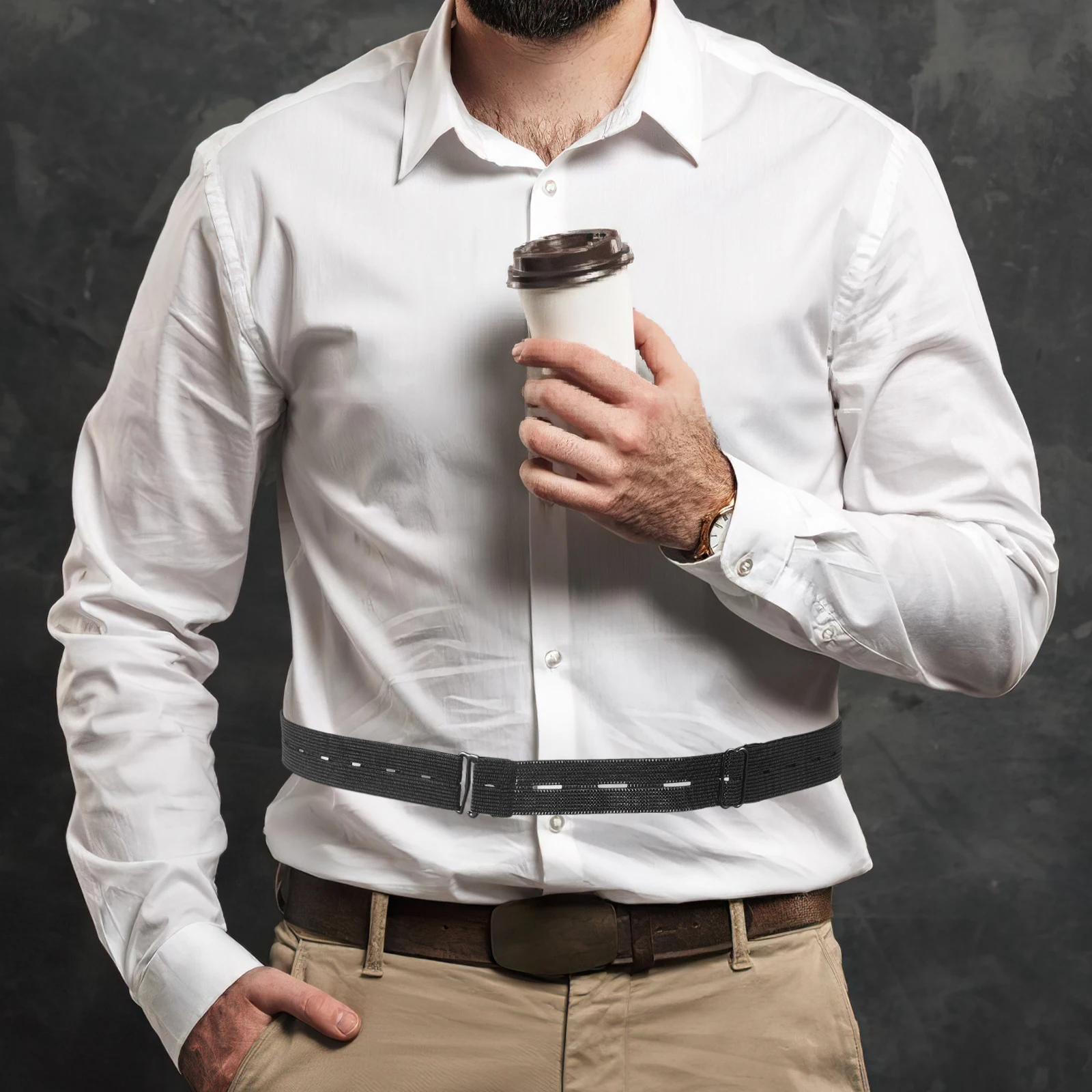 Cinturones elásticos para camisa, antiarrugas, para hombres y mujeres, versión mejorada blanca, mantiene la ropa ordenada, práctico soporte para camisa en la cintura