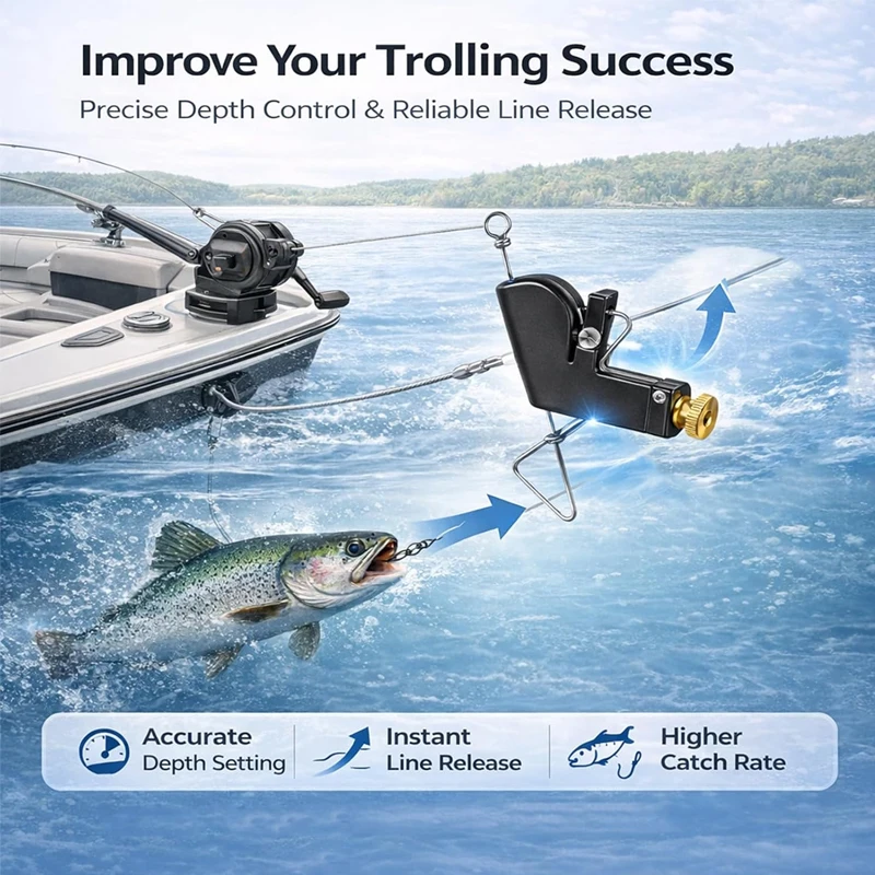 

Fishing Accessory 107 Downrigger Release Clip for Chamberlain Downrigger System & Trolling Fishing, Adjustable Tension 0–4.5 lbs