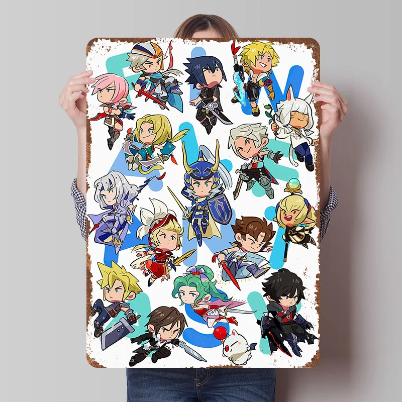 Fantasy Chibi Characters Poster Customized Wall Art Vintage Metal Signs Retro Tin Plaque for Man Cave Luxury Home Decor Items