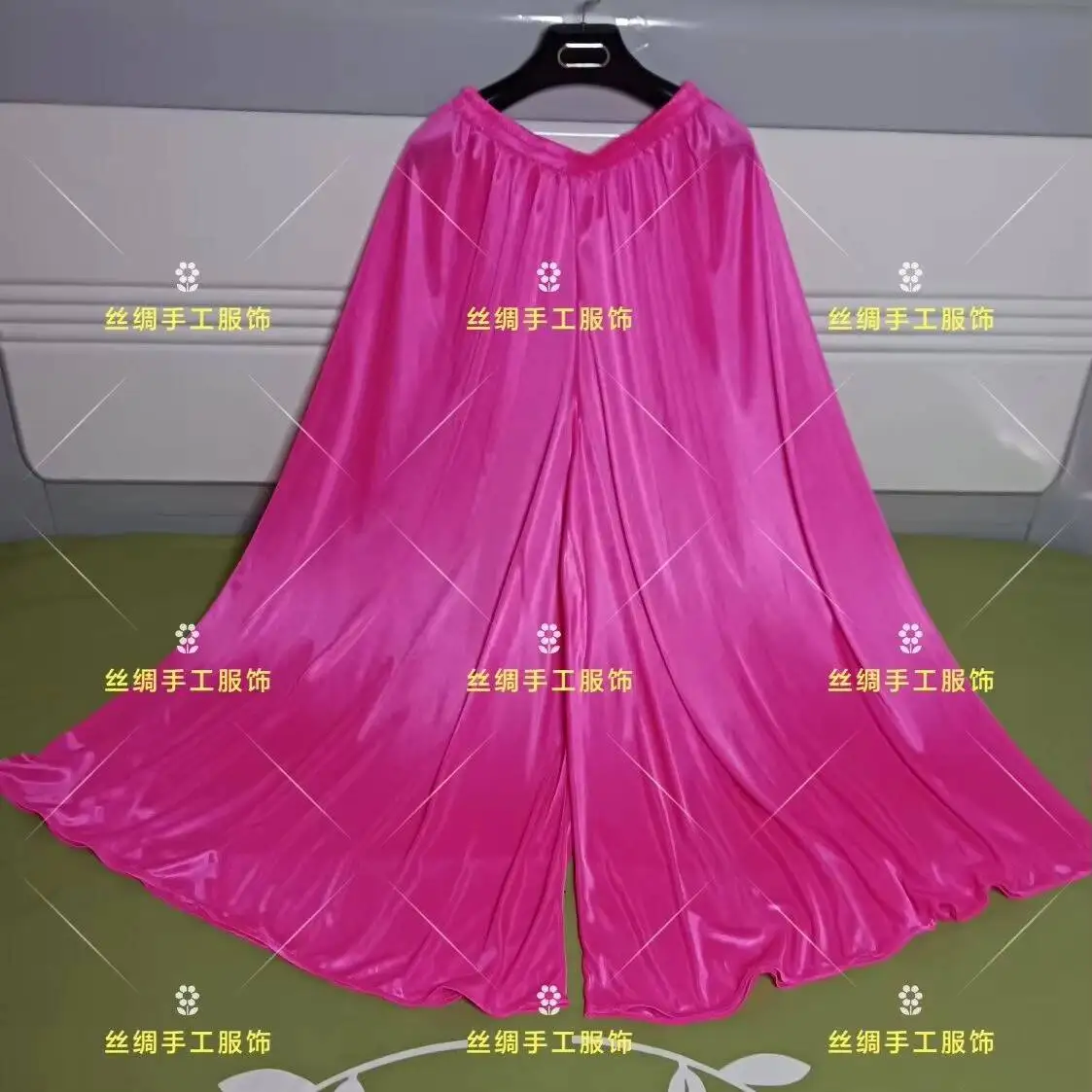 

Elegant Satin Silk Wide Leg Pajama Pants Seamless Unisex Plus Size Home Lantern Trousers