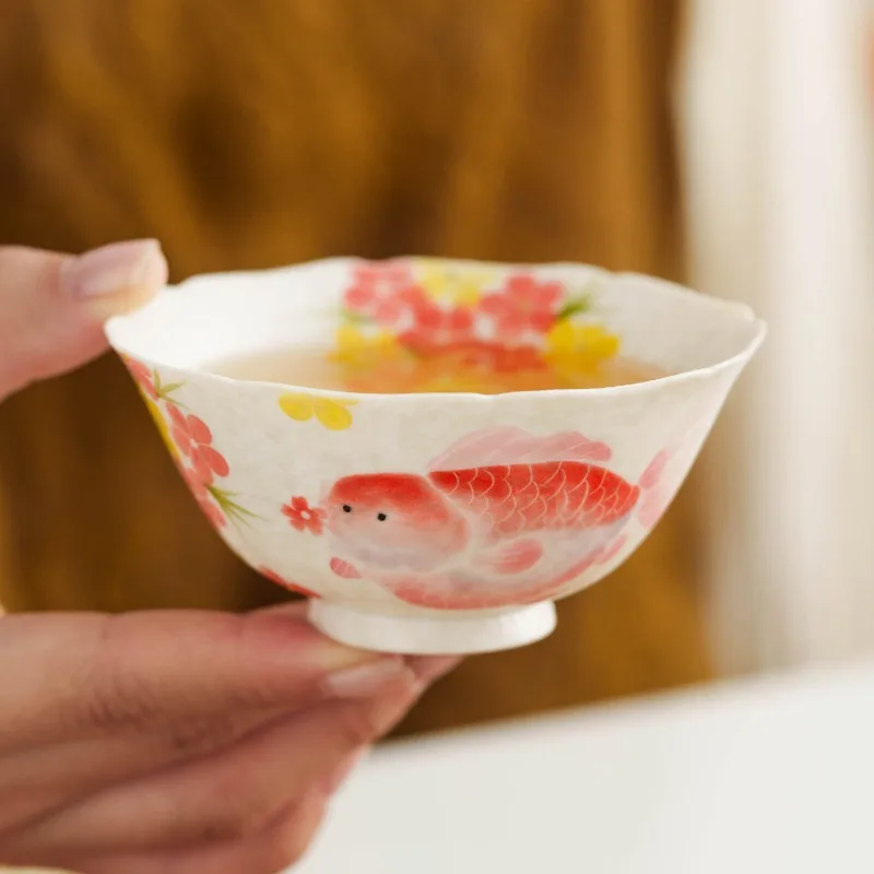 Rock Mine Baihuajian Tour Carp Ceramic Small Teacup Tea Tasting Cup Special Master Cup High-end Tea Set Chinese Style