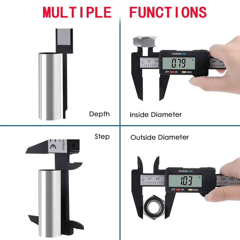 150mm Electronic Digital Caliper 6 Inch Carbon Fiber Vernier Caliper Gauge Micrometer Measuring Tools Digital Ruler with Battery