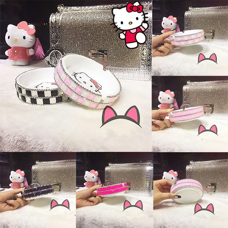 

Diamond Ceramic Ashtray Kawaii Hello Kitty Cigarette Ash Holder Cartoon Kt Cat Smoking Accessories Hotel Home Table Decoration