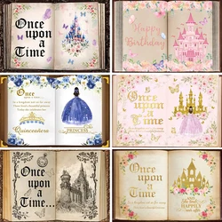 Princess Fairytale Book Photography Backdrop Once Upon A Time Ancient Castle Flower Girl Birthday Party Background Studio Prop