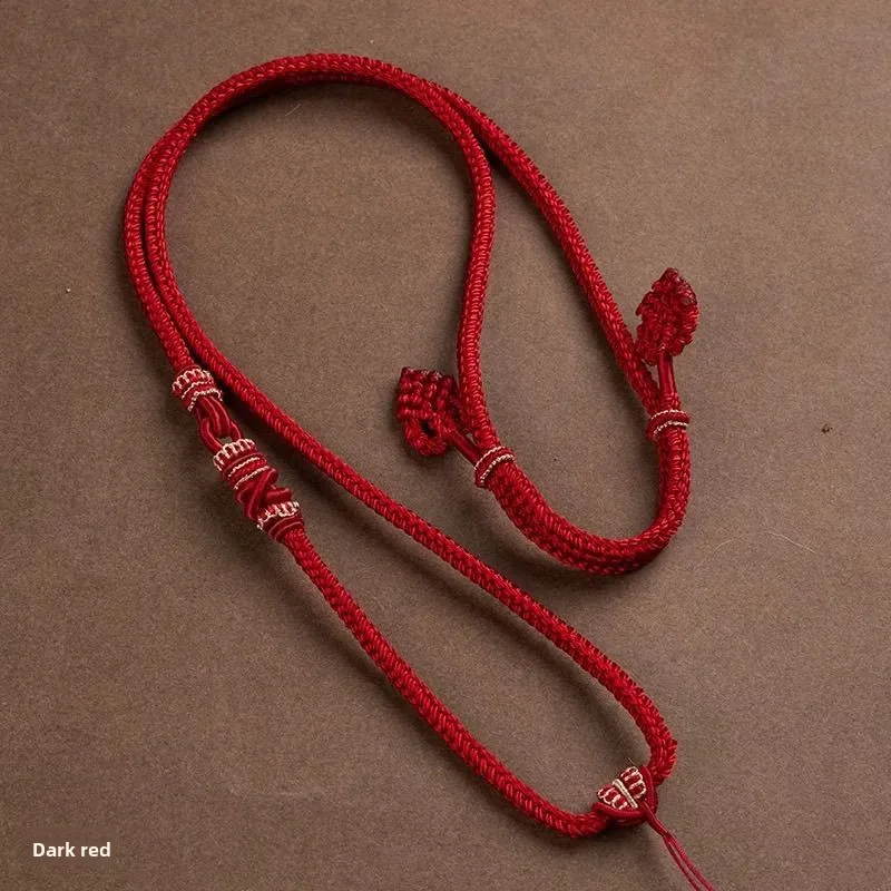 Chinese Style Handmade Lucky Red Braided Rope Adjustable Pendant Necklace Cord For Men Women Good Luck Blessing Wealth Attractin