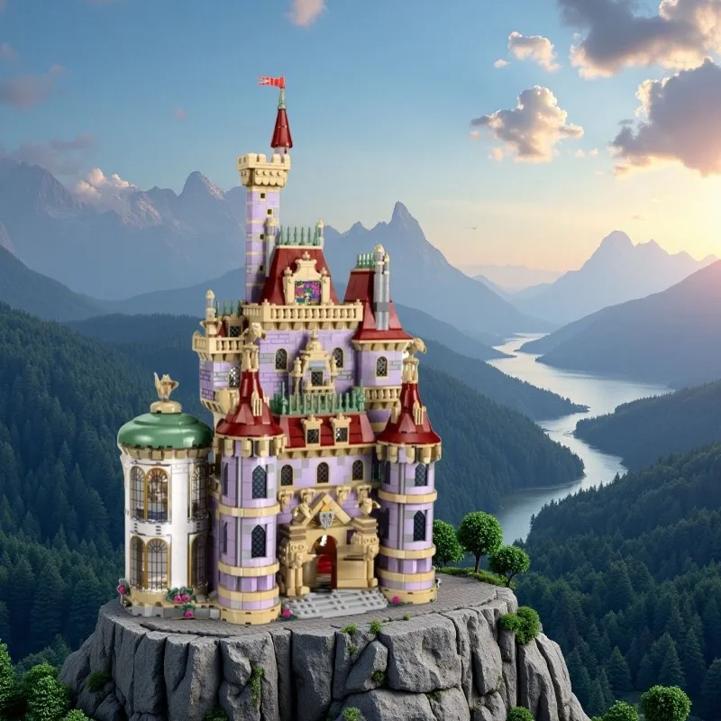 

Beauty and Beast Castle Building Blocks Disney Co Assembled Model High Difficulty Adult Collection Ornament