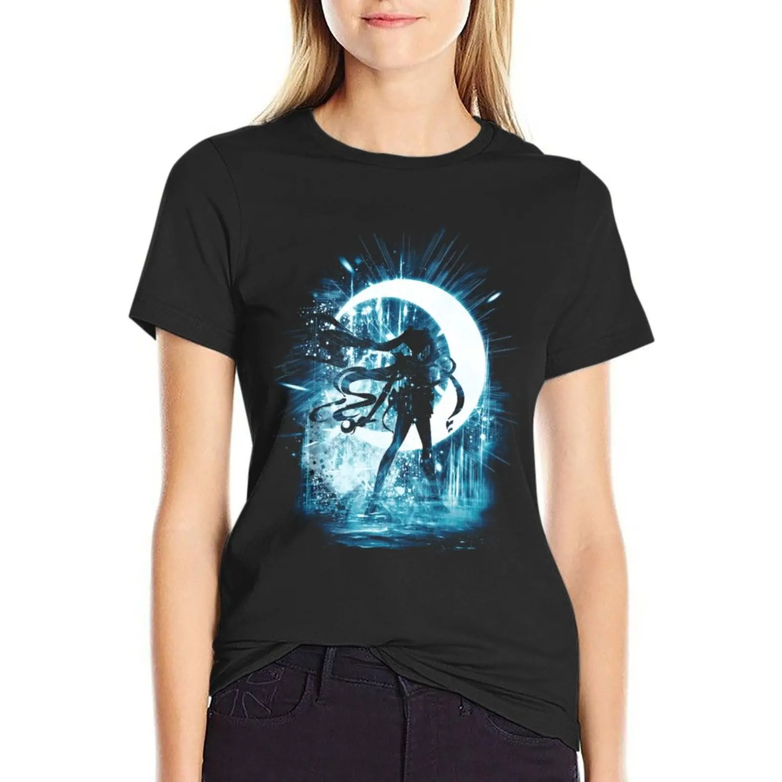 

moon storm T-shirt cute tops hippie clothes Short sleeve tee Woman clothing