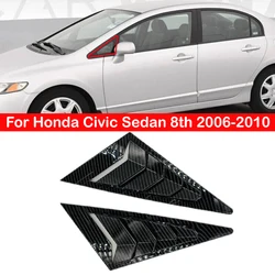 Persienne de fenêtre triangulaire avant de voiture, obturateur latéral, stores aveugles, autocollant de garniture de couverture, évent en carbone, Honda Civic Sedan 8th, 2006-2010