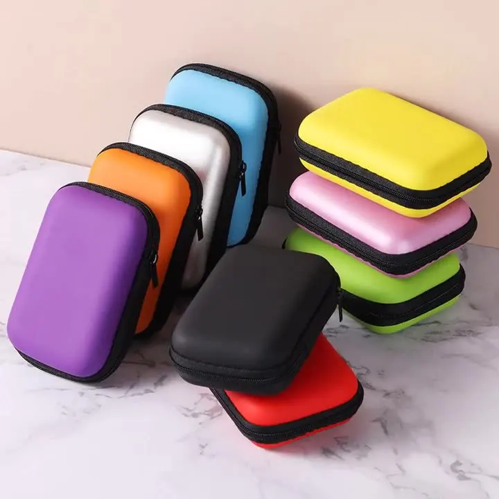 Kotak Earphone Mini tas dompet koin portabel Headphone casing Headset kotak penyimpanan kabel USB penutup earbud kabel USB