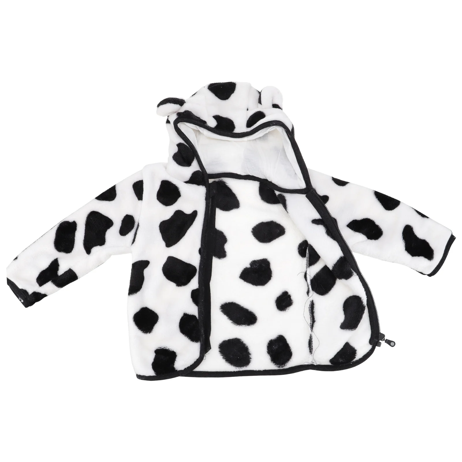 

Cow Print Kids Coat Warm Coral Fleece Children Outerwear For Winter Travel Outdoor Lightweight Comfortable Machine Washable