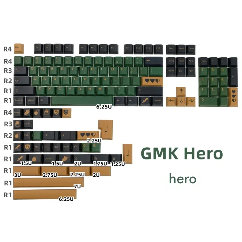 GMK HERO Keycaps, 140 Keys PBT Keycaps Cherry Profile DYE-SUB Personalized GMK Keycaps For Mechanical Keyboard