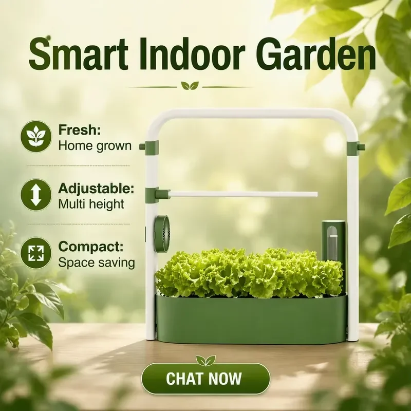 Indoor Home Floor Hydroponic Smart Garden Planter Growing System Aluminum Alloy Frame Eco-Friendly Self Watering Pots LED