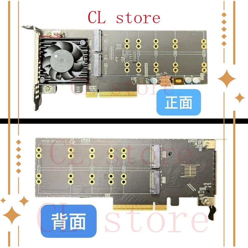 For Plx8747 Expansion CardDrive-free Split-free Four-disc M.2 Semi-high