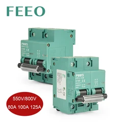 FEEO 2P DC 550V/800V Solar Energy Photovoltaic Mini Circuit Breaker MCB 80A 100A 125A DC for PV System Electrical CE Certificate