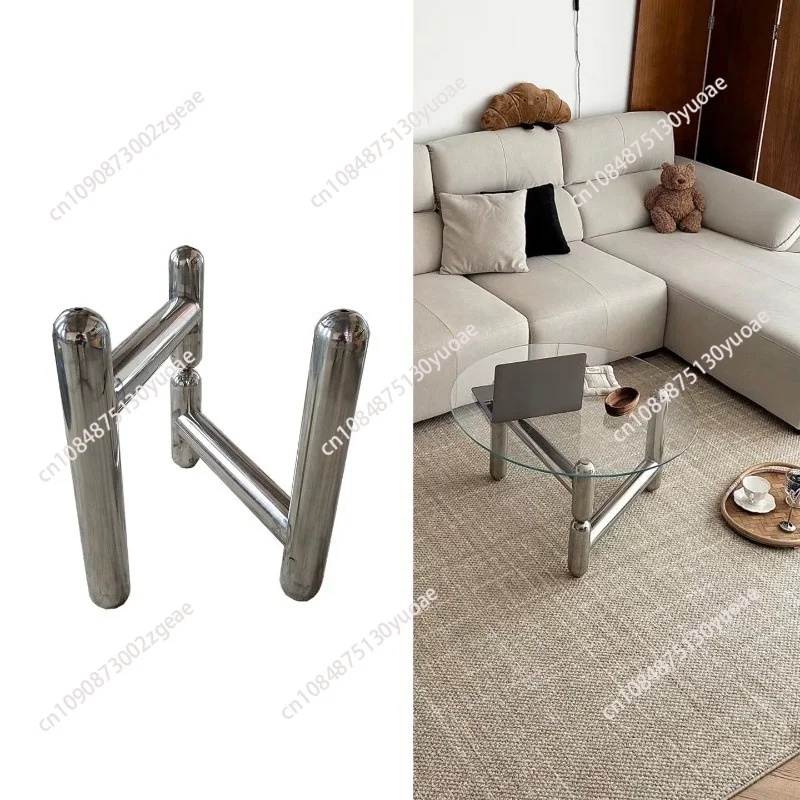 Stainless steel round tube bracket, simple modern furniture leg support frame, metal material glass coffee table stand