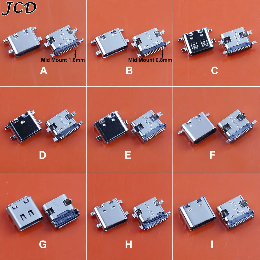 

JCD 5pcs USB 3.1 Type C 16Pin Female Socket SMT DIP Charging Port Charger Jack Plug PCB Solder Connector