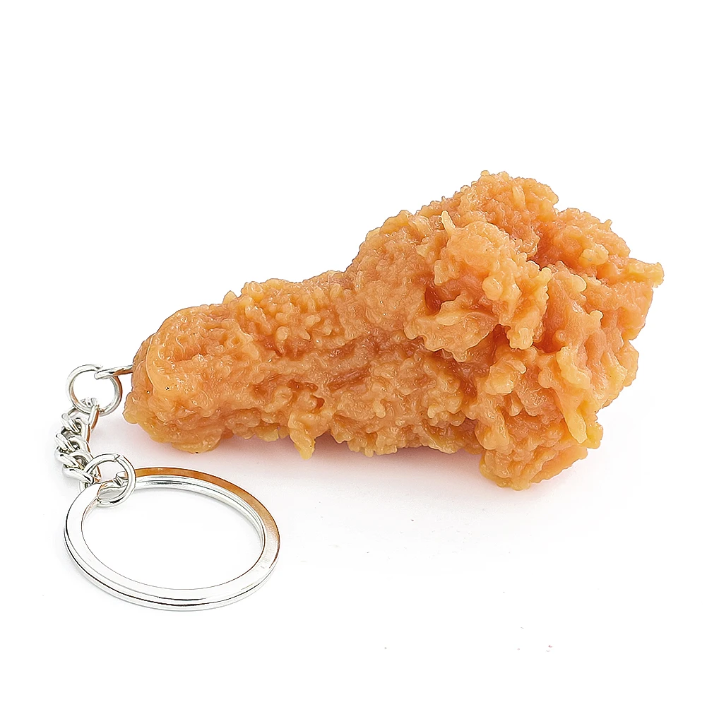 Simulated Chicken Leg Key Ring Room Decor Kitchen Showcase Display Resin Model for Car Pendant Keyring Charm Keychains Jewelry