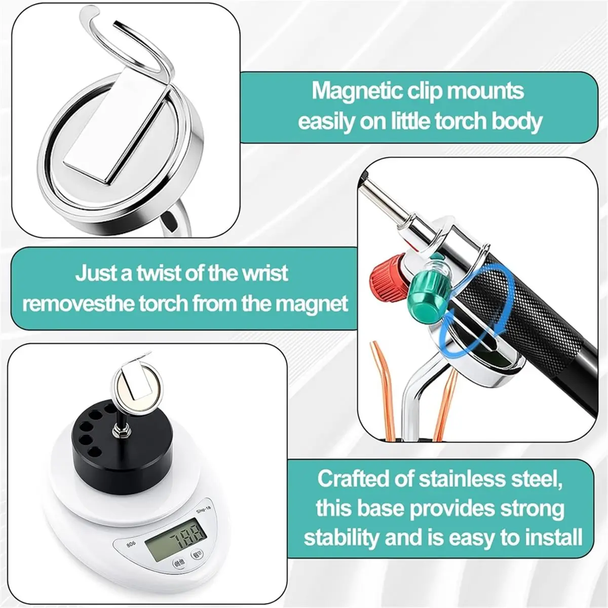 A1122P ~Acetylene Jewelry Torch Stand, with Magnetic Base & 7 Tip Storage Holes, Stable Organizer for Jewelers & Metalworkers