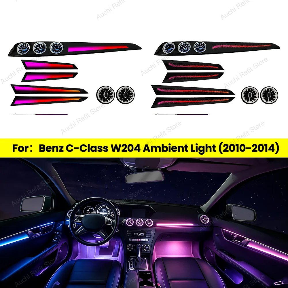 Auchi RGB Bluetooth APP Control Symphony Auto Interior Lighting For Mercedes W204 2010-2014 Lnterior Modification Accessories