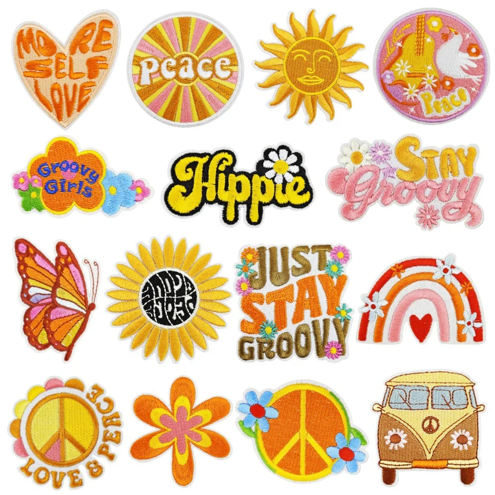 Sun Flower Bus Butterly Eye Emblem Clothing Accessories Badge Sticker Embroidered Embroidery Sticker Iron-on Patches