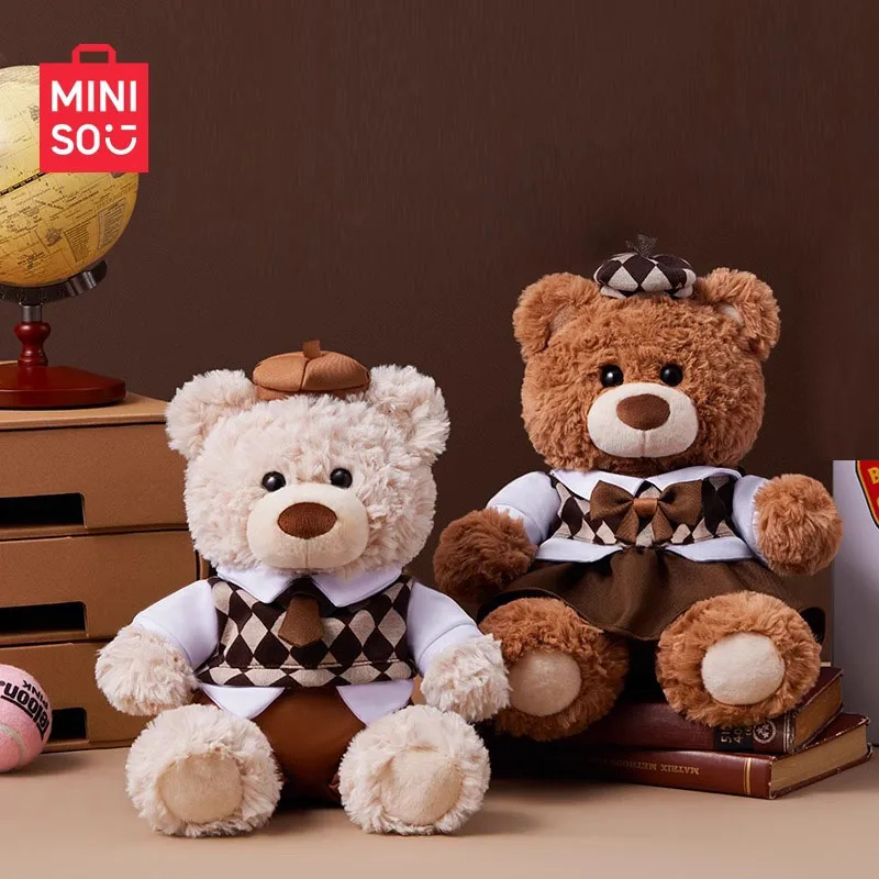 

MINISO Doll Plush Toy NEW preppy Gifford Bear Dress Gentleman Bear Cute Doll Soft cozy embrace For Friends birthday Funny Gifts