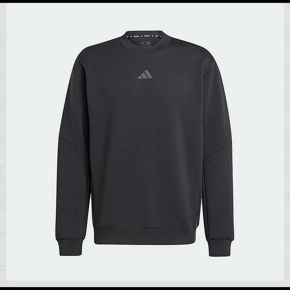 Adidas Men's Black Crew - Neck Sweatshirt: Made with soft, breathable fabric. Features the iconic Adidas logo on the chest. Clas