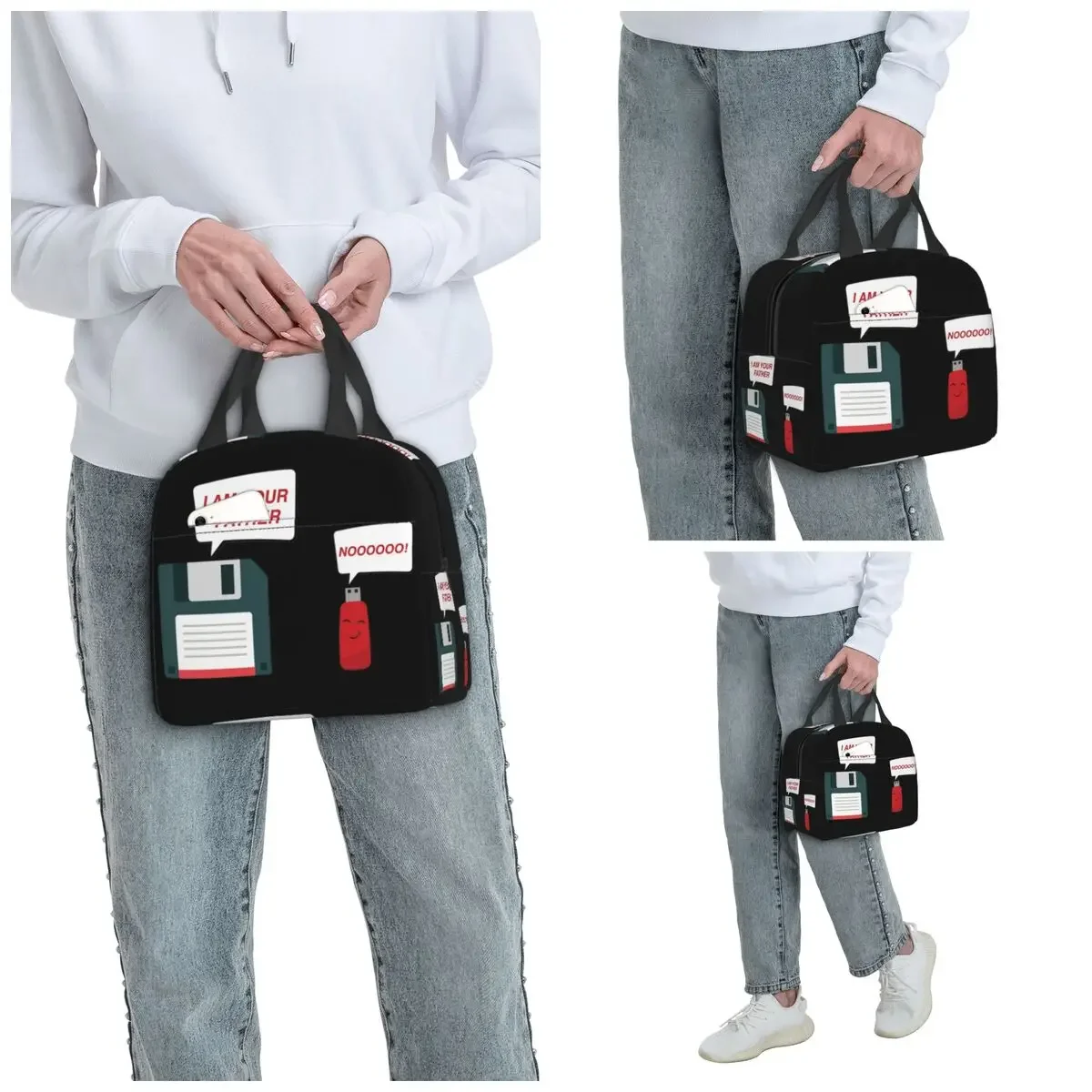 Usb disquete engraçado geek computador nerd almoço sacos isolado bento caixa portátil almoço tote sacos de piquenique saco térmico para mulher