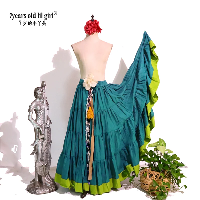 Tribal Bauchtanz Röcke ATS Performance Baumwolle Flamenco Kleidung Lange Full Circel Gypsy CWW20