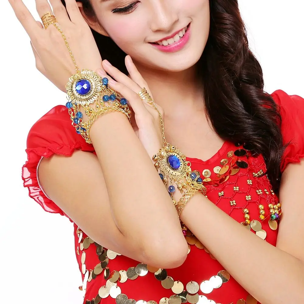 1pc/1pair Multicolors Indian Dance Performance Bracelet Free Size Fashion Belly Dance Costumes Diamond Bracelet